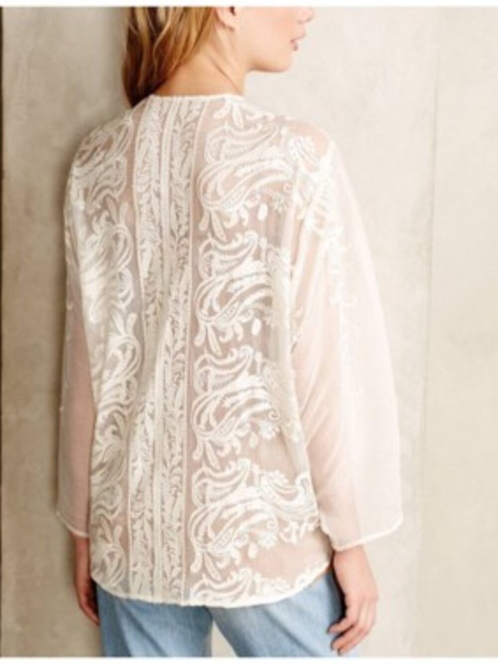 Anthropologie Beyond Vintage Embroidered Lace Kimono – Size XS/Small - Picture 3 of 12